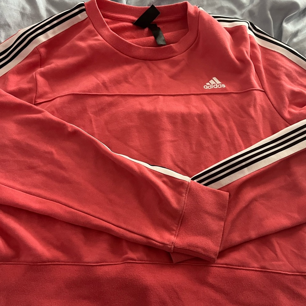 Pinkish Red Striped Adidas Sweatshirt